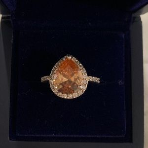 Sterling Silver ring with Amber toned stone